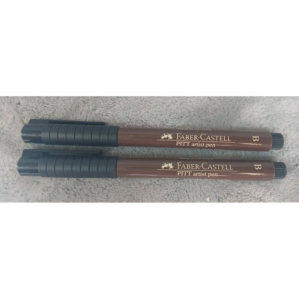 Lot Of 2 Faber-Castell PITT Artist Pen Indian Ink PP B Fine Point Brush READ